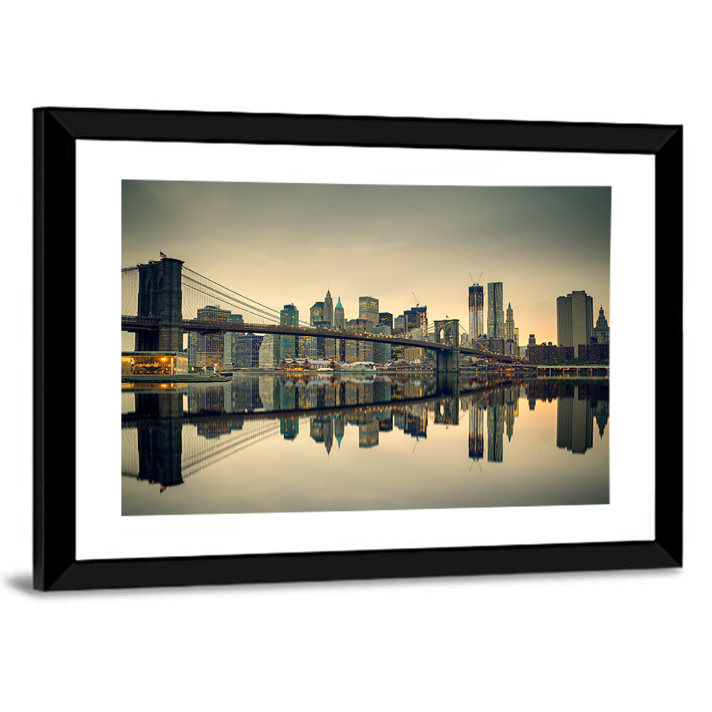 Brooklyn Bridge at Dusk, Manhattan Skyline Wall Art