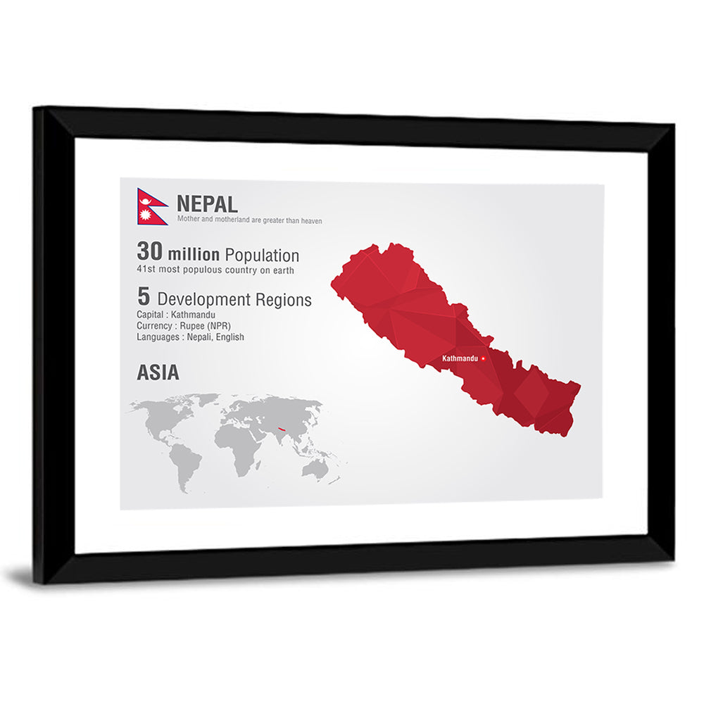Polygonal Map of Nepal Wall Art