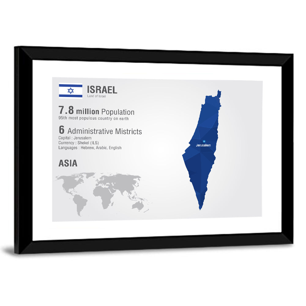 Israel Geometric Map Wall Art