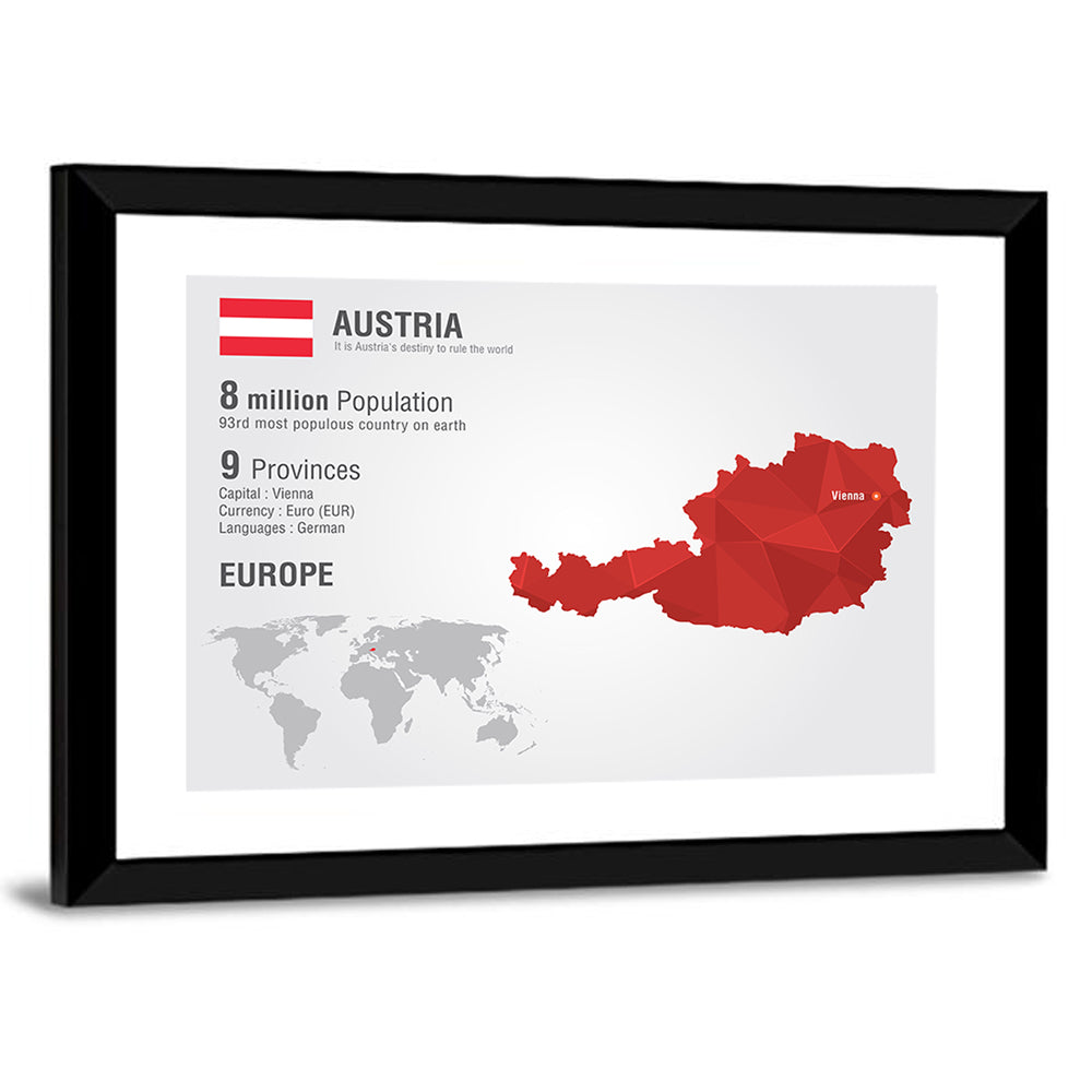Austria Geometric Map Wall Art