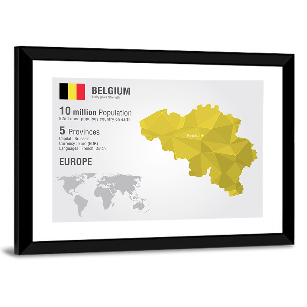 Belgium Geometric Map Wall Art