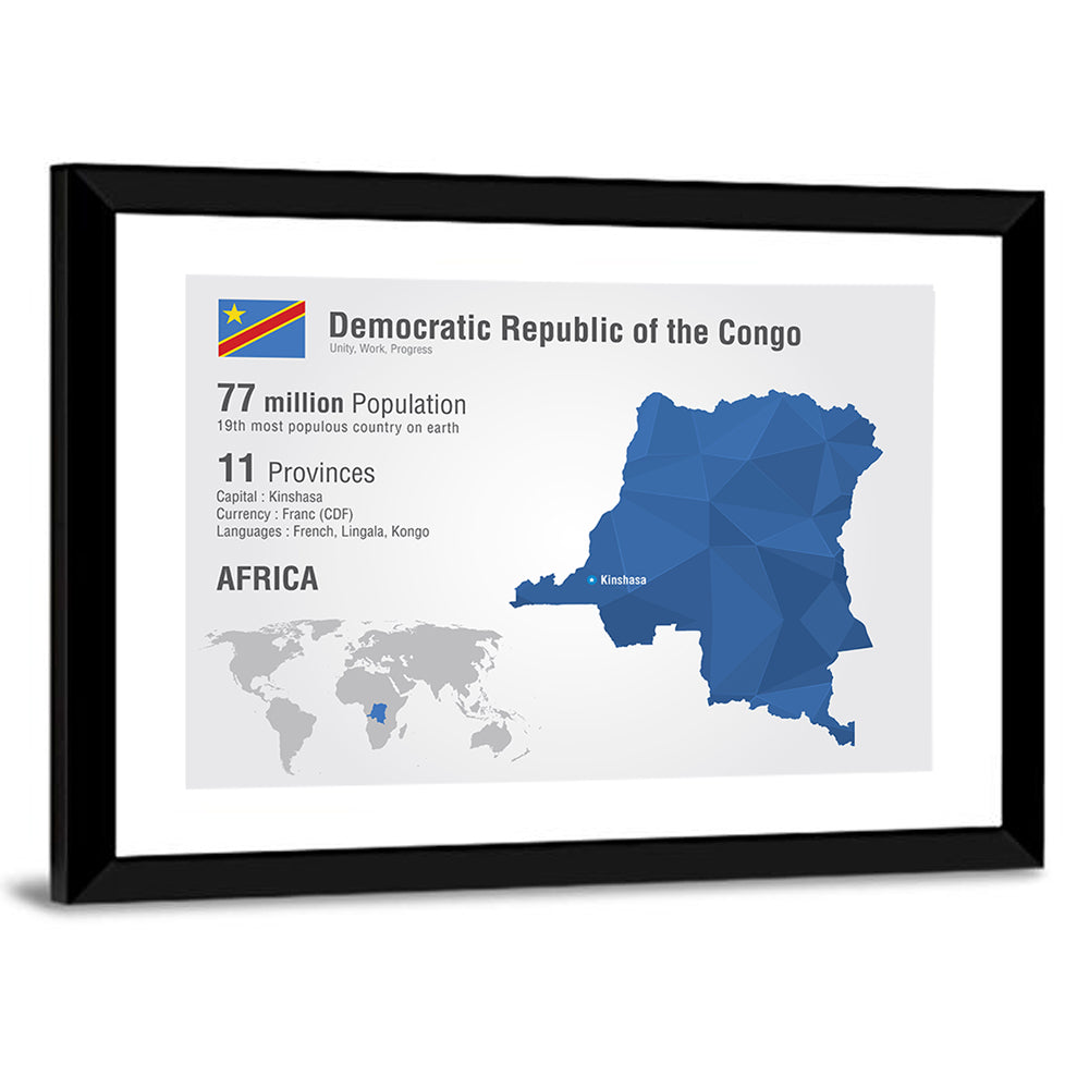 Democratic Republic of the Congo Map Wall Art