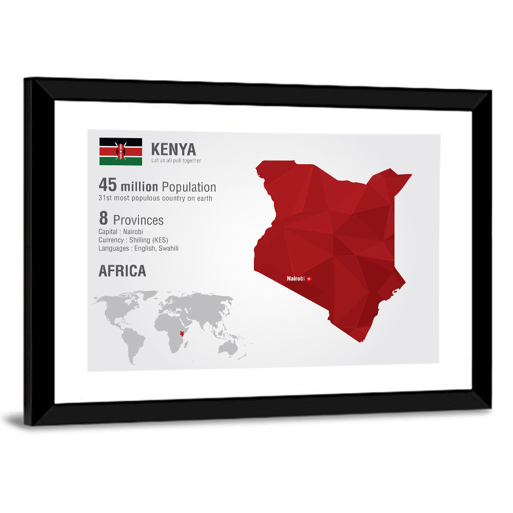 Geometric Map of Kenya Wall Art