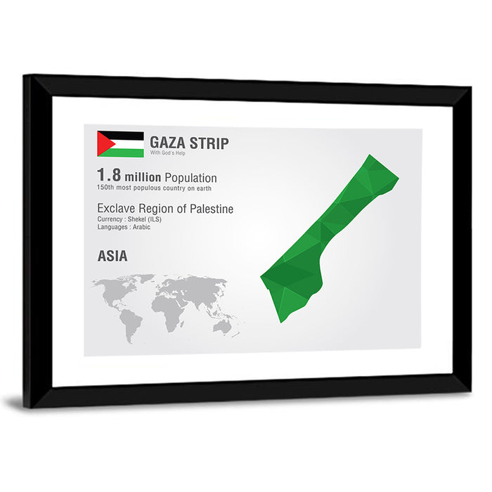 Gaza Strip Geometric Map Wall Art as a framed print