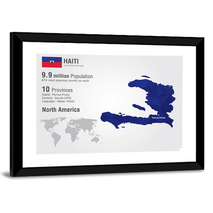 Haiti Geometric Map Wall Art as a framed print