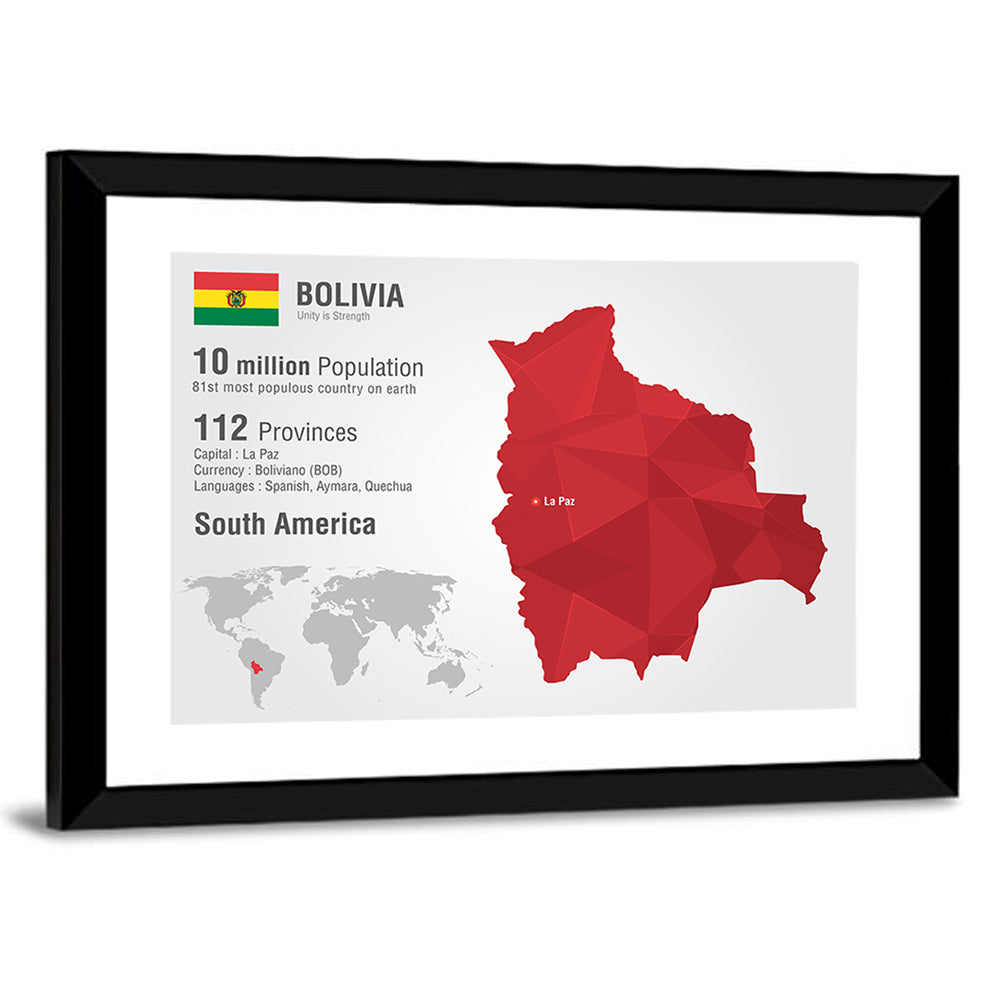 Bolivia Infographic Map Wall Art