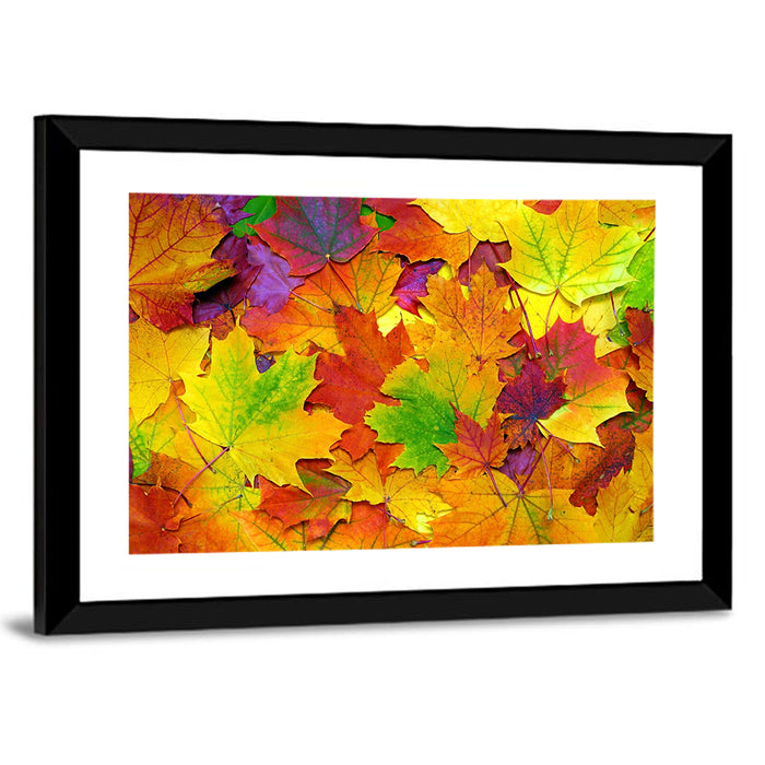 Colorful Autumn Leaves Wall Art as a framed print