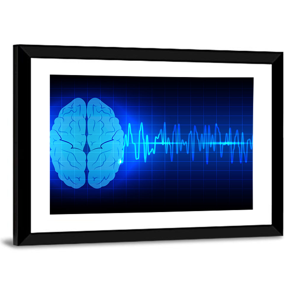 Glowing Brain Wave Visualization Wall Art