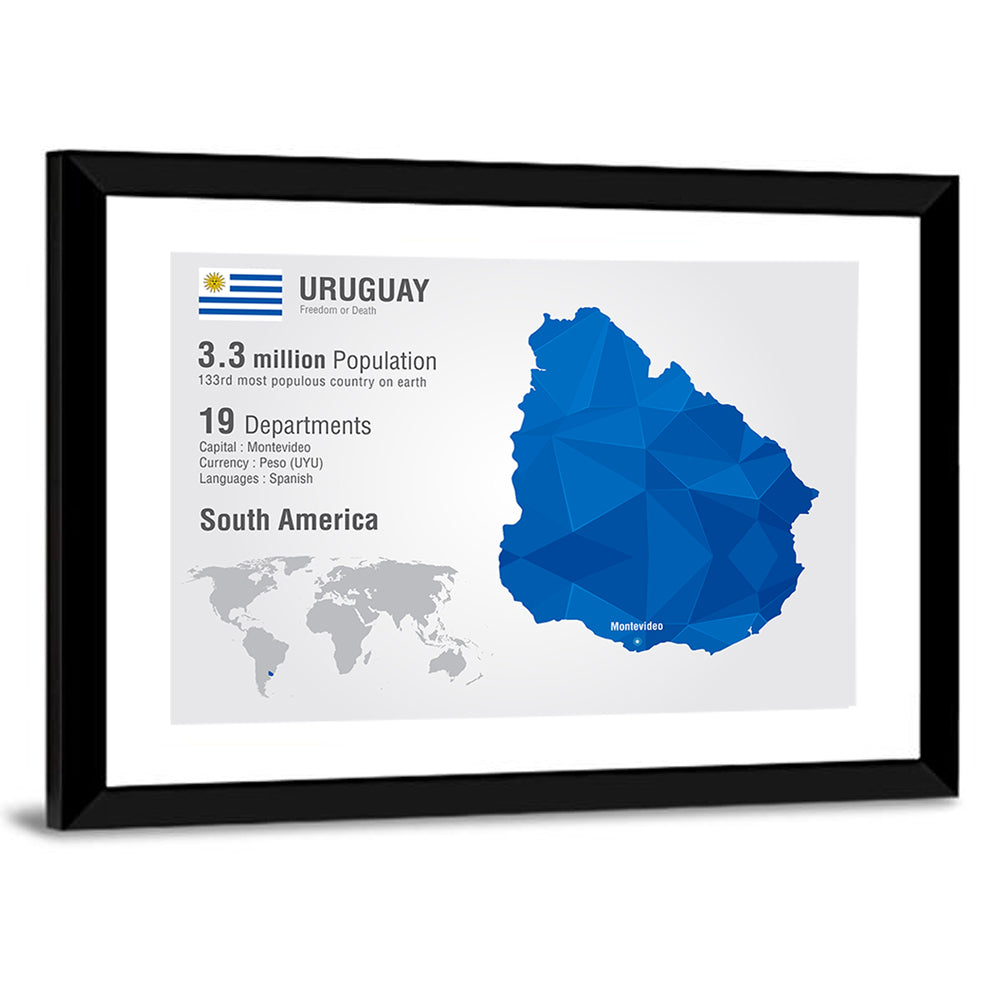 Uruguay Geometric Map Wall Art