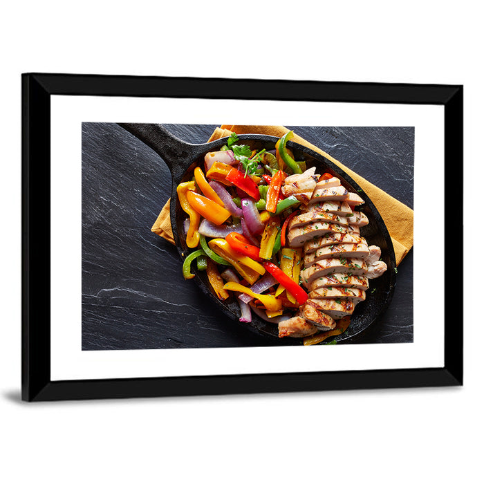 Mexican Grilled Chicken Fajitas Wall Art as a framed print