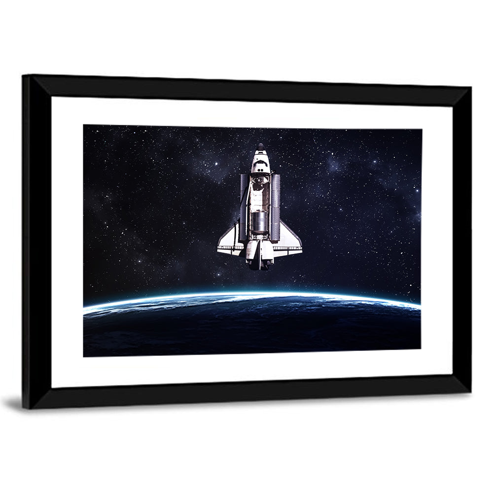 Space Shuttle Over Curved Earth Wall Art