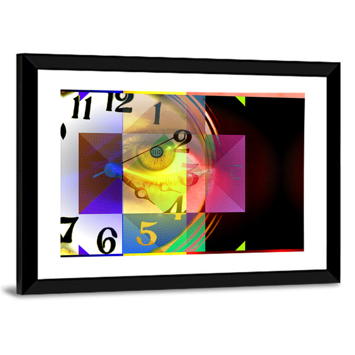 Eye of Time Collage Wall Art as a framed print