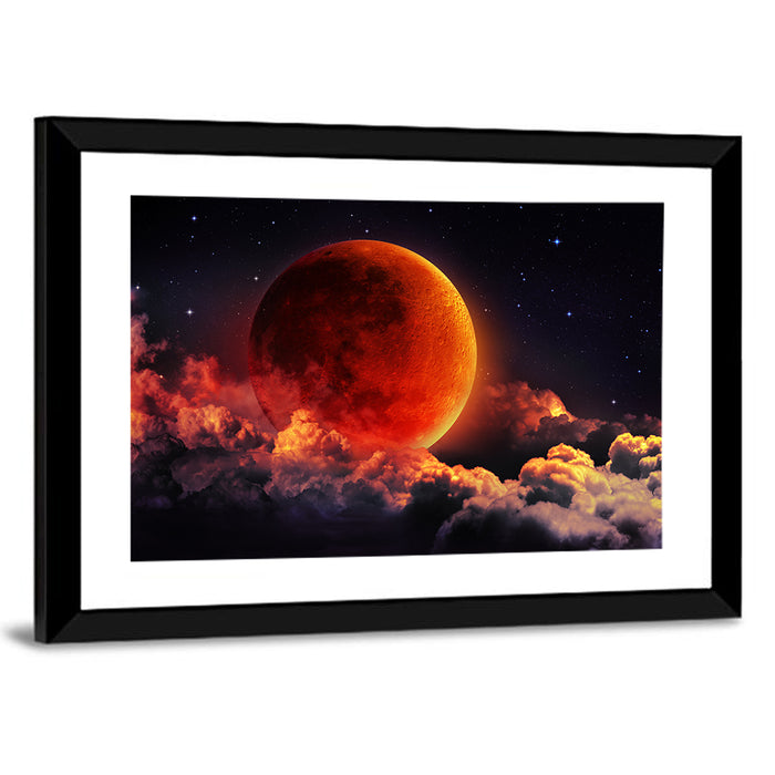 Blood Moon Eclipse Wall Art as a framed print