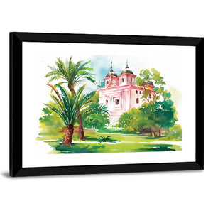 House In Woods Illustration Wall Art