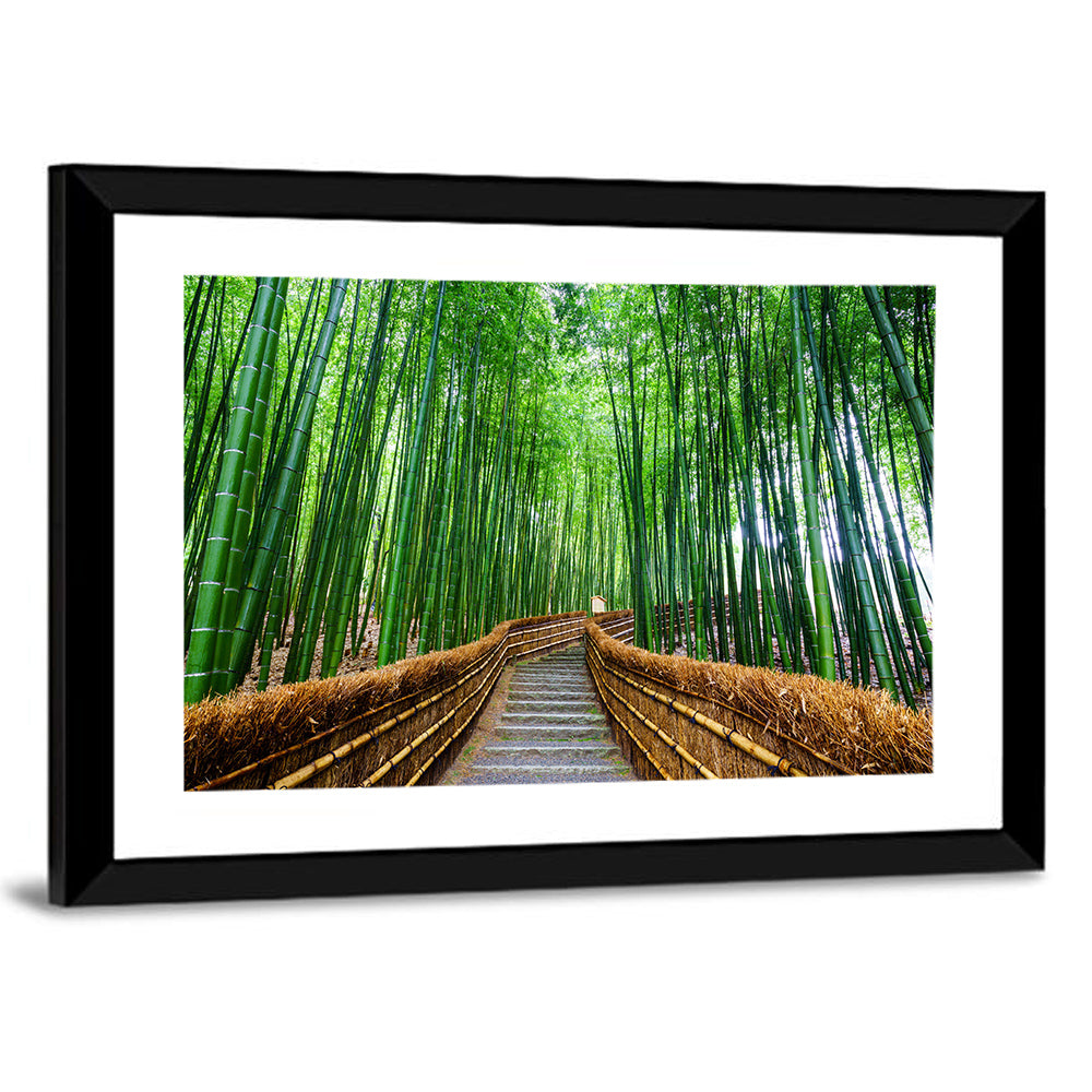 Stone Steps in Kyoto Bamboo Forest Wall Art