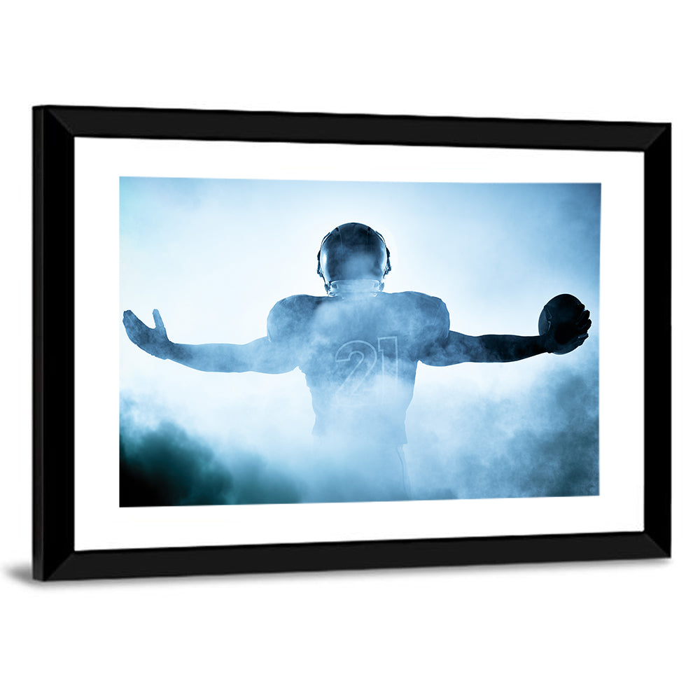 Number 21 Football Player in Fog Wall Art