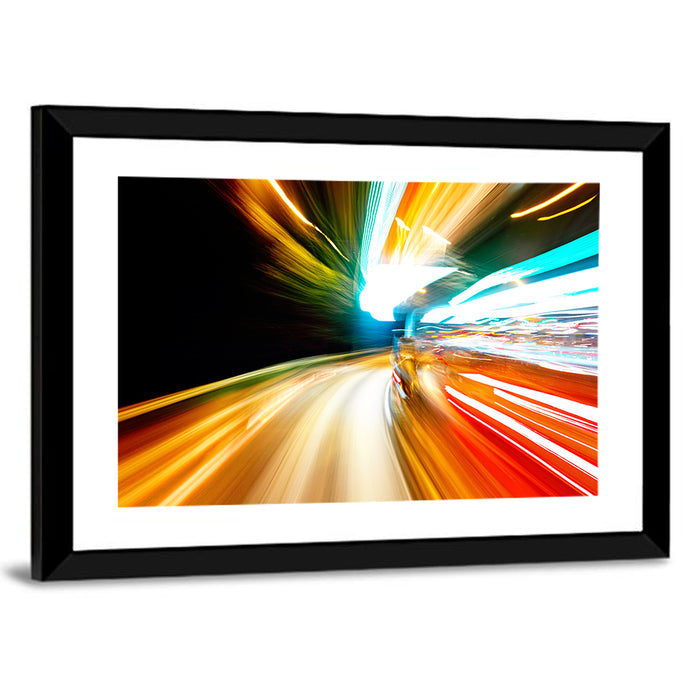 Night Traffic Light Trails Wall Art as a framed print