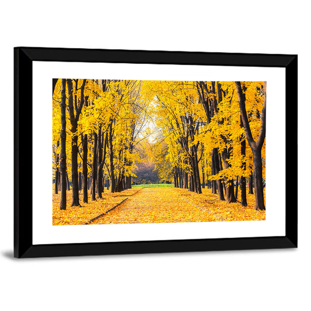 Golden Autumn Park Path Wall Art