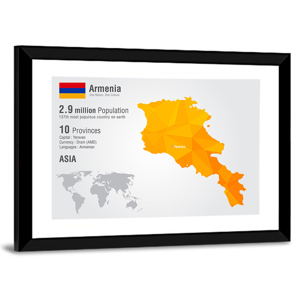 Armenia Low-poly Map Infographic Wall Art