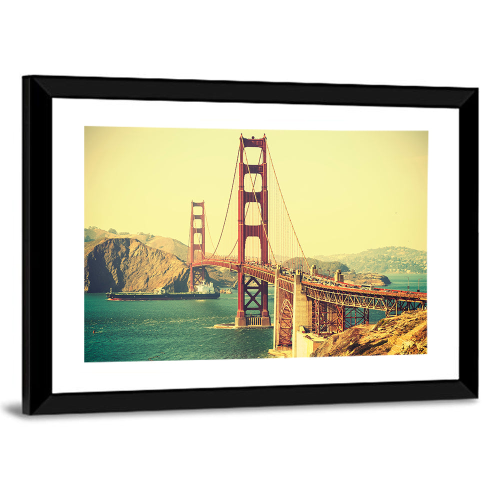 Golden Gate Bridge with Cargo Ship Wall Art