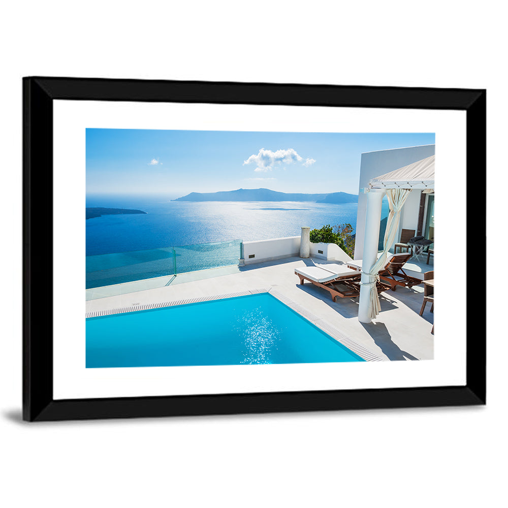 Santorini Pool Terrace View Wall Art
