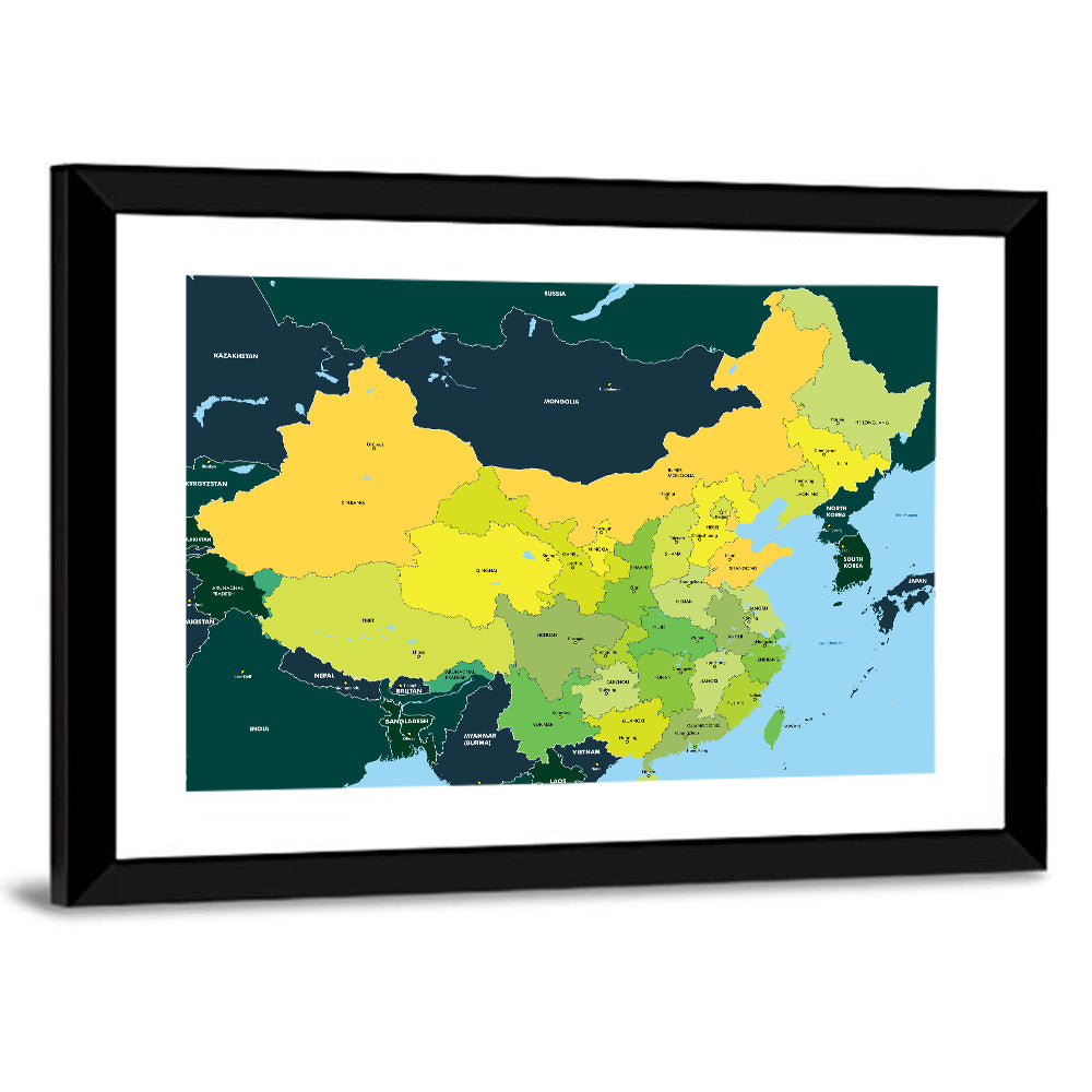 Political Map of China Wall Art