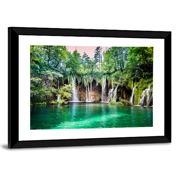 Plitvice Lakes Waterfalls Wall Art as a framed print