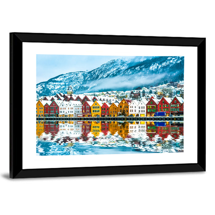 Bryggen Wharf in Bergen Wall Art as a framed print