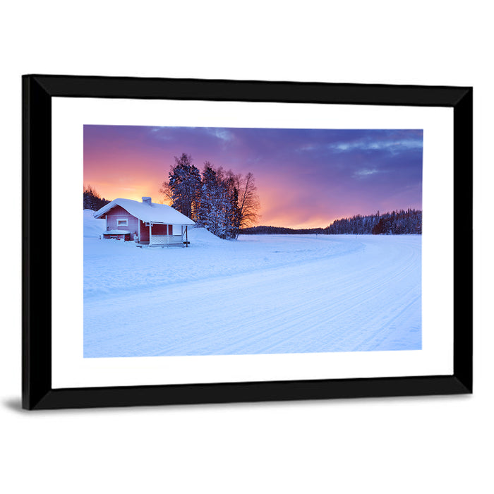 Lapland Sunrise Over Frozen Lake Wall Art as a framed print
