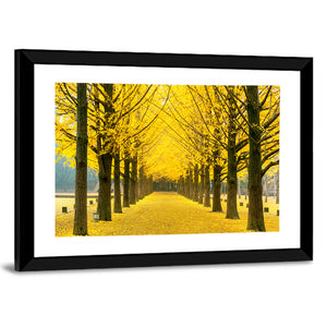 Yellow Ginkgo Tree In Nami Island Wall Art