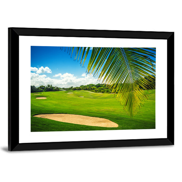 Palm Framed Golf Course Wall Art as a framed print