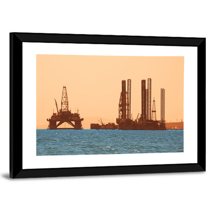 Baku Oil Rigs at Sunset Wall Art as a framed print