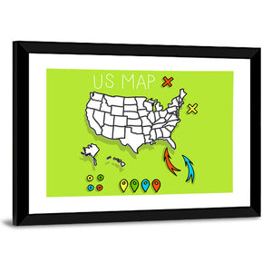 Hand Drawn US Map Wall Art