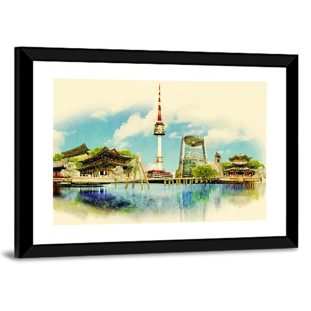 Seoul Skyline with N Seoul Tower Wall Art