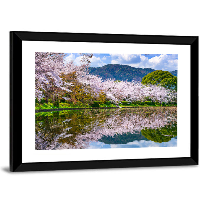 Spring at Daikaku-ji Pond Wall Art as a framed print