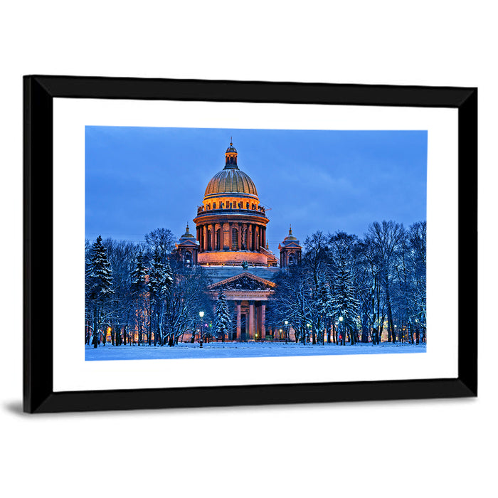 Saint Isaac's Cathedral at Night Wall Art as a framed print