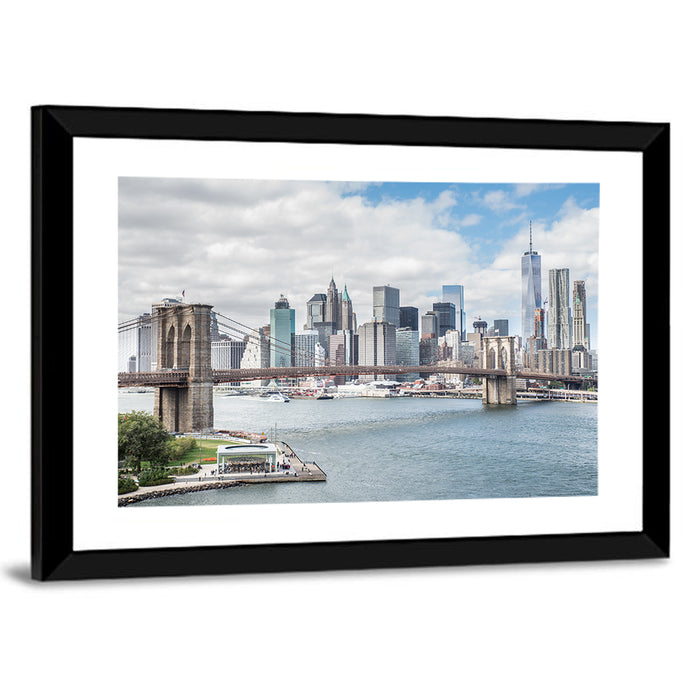 Brooklyn Bridge with Manhattan Skyline Wall Art as a framed print