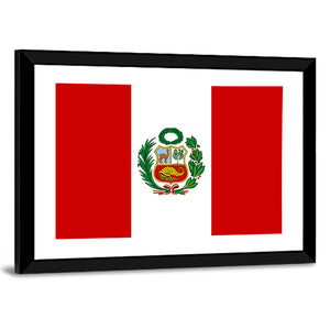 Peruvian Flag With National Emblem Wall Art