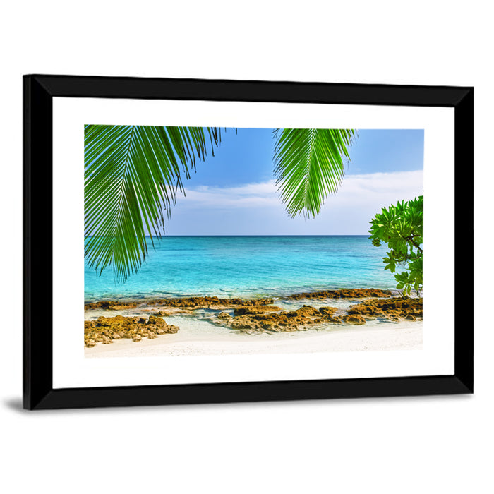 Tropical Island in Maldives Wall Art as a framed print