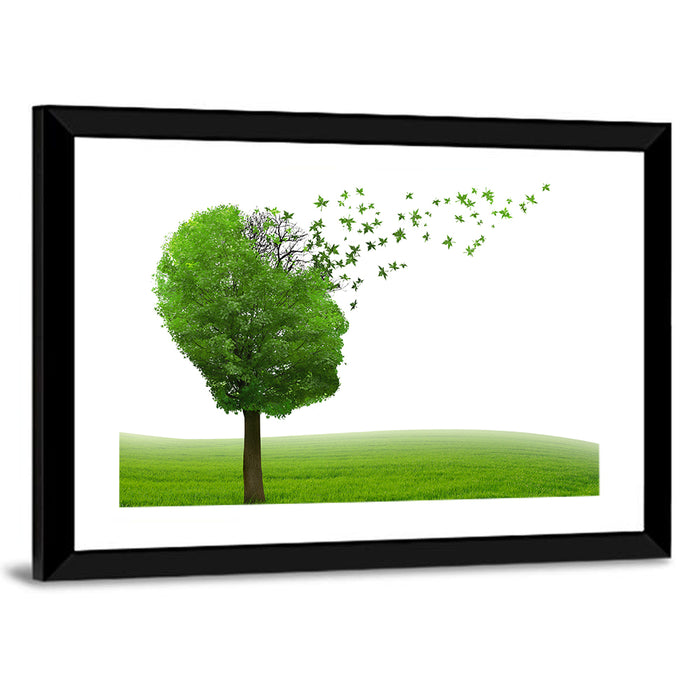 Memory Loss Tree Profile Wall Art as a framed print