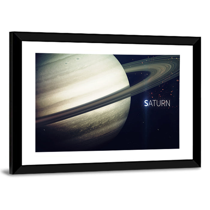 Saturn Close-up with Rings Wall Art as a framed print