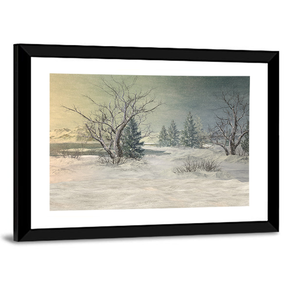 Snowy Pine Forest Fantasy Wall Art
