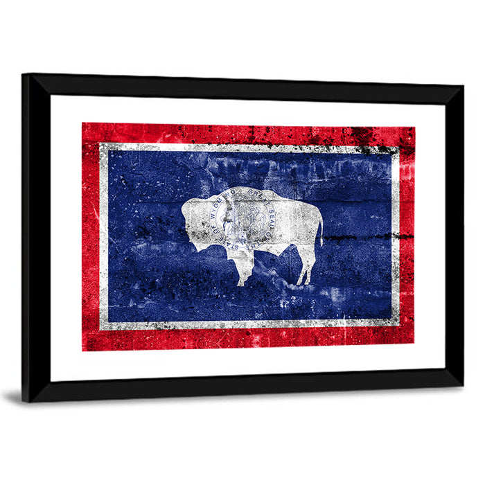 Wyoming State Flag Wall Art as a framed print