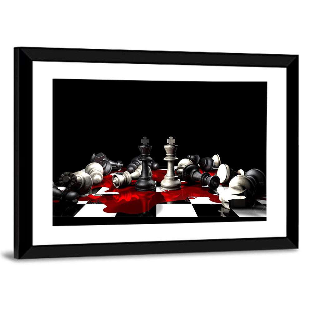 Two Kings on Black Chessboard Wall Art
