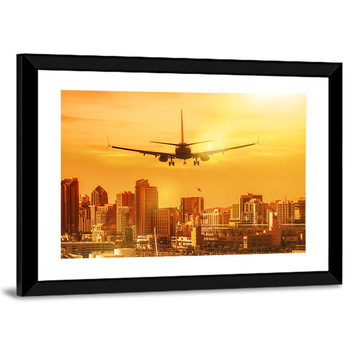 San Diego Sunset Skyline Wall Art as a framed print