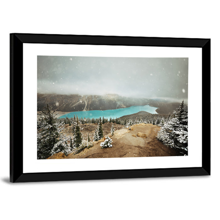 Peyto Lake in Winter Wall Art as a framed print