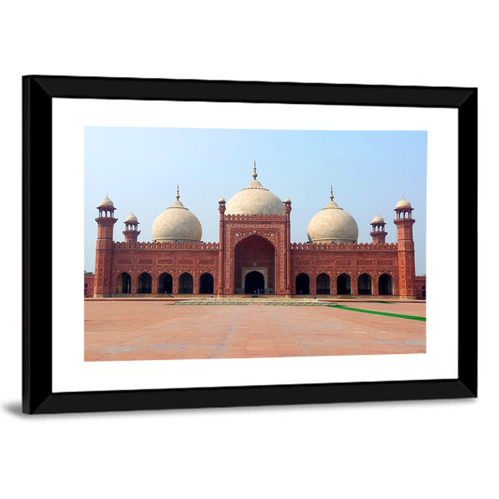 Badshahi Mosque Front View Wall Art as a framed print