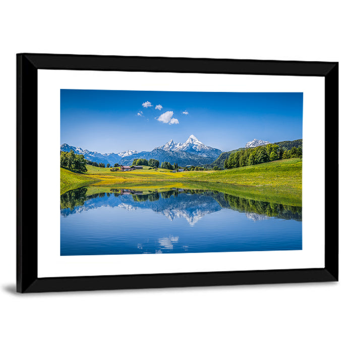 Watzmann Summer Reflection Wall Art as a framed print