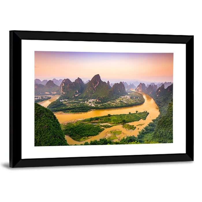 Xingping Karst Mountains Wall Art as a framed print