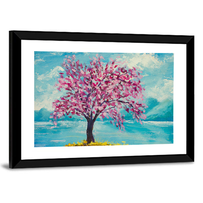 Sakura Island with Pink Blossoms Wall Art as a framed print